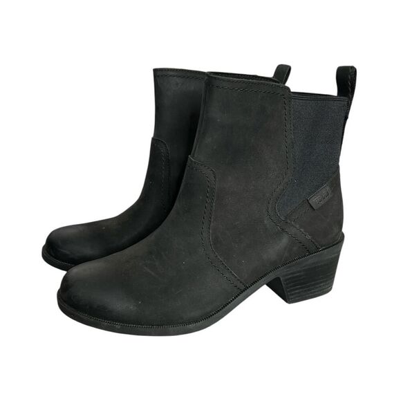 Teva Boots Womens 7.5 Anaya Chelsea Waterproof Ankle Bootie Black Leather 7 1/2 - Picture 3 of 6